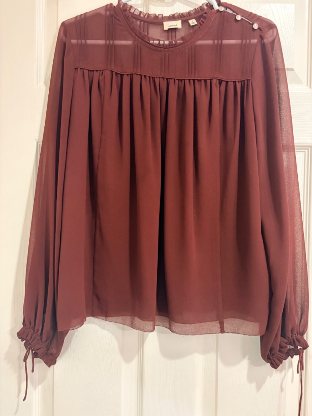 Aritzia Wilfred Silk Lourdes Blouse Burgundy Size Small